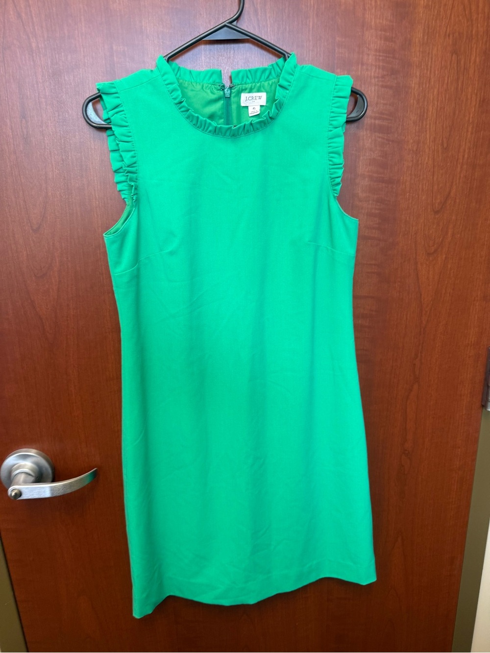 J. Crew Ruffle-Trim Sleeveless shift Dress in Bright Green
